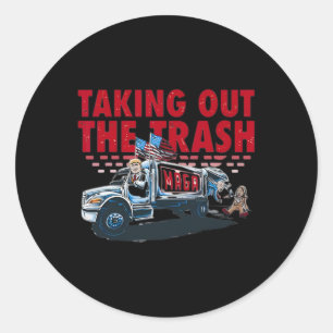Trump Taking Out The Trash Funny Trump Classic Round Sticker