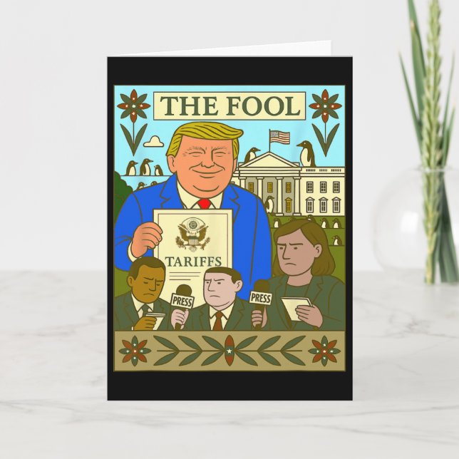 Trump Tarot Card The Fool Imposes Tariff On Pengui (Front)