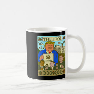 Trump Tarot Card The Fool Imposes Tariff On Pengui Coffee Mug
