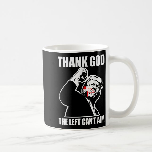 Trump Thank God The Left Can't Aim , Small, Black  Coffee Mug (Right)