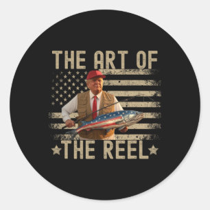 Trump The Art Of The Reel Funny Fishing Fathers Da Classic Round Sticker