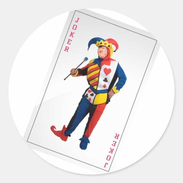 Trump the Clown Joker Card Classic Round Sticker (Front)