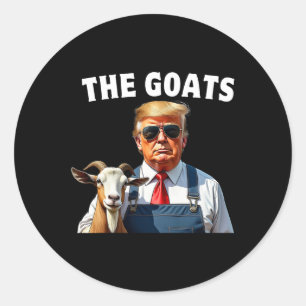 Trump The Goats Mega Farming Funny Mens Womens Kid Classic Round Sticker