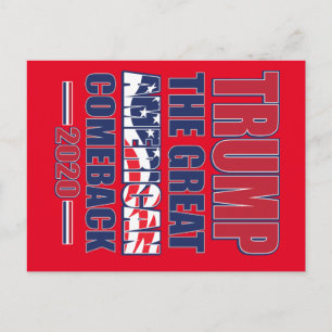 Trump the Great American Comeback Trump 2020 Postcard