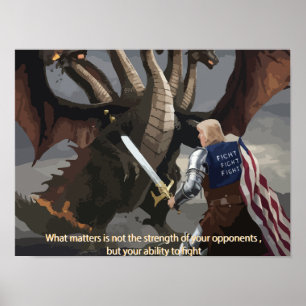 Trump the Knight Battling the Hydra Poster