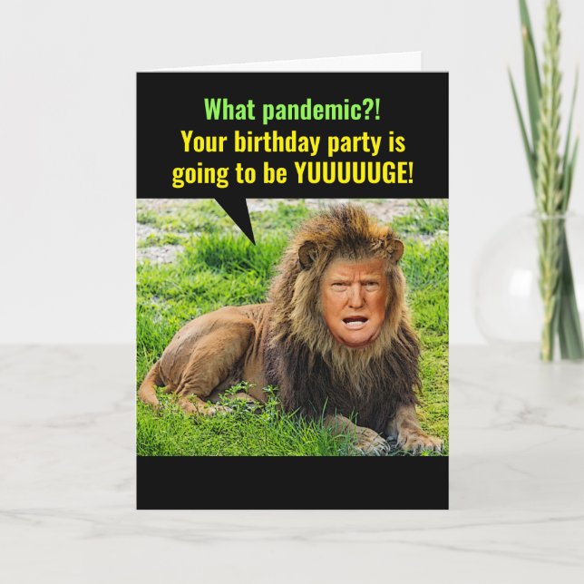 Trump The Lyin' King Vrs Dr Fauci Satire Birthday Card (Front)