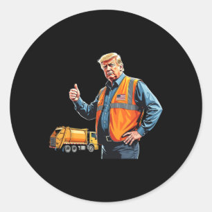 Trump Thumbs Up Garbyge Truck Worker American Flag Classic Round Sticker