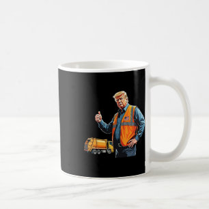 Trump Thumbs Up Garbyge Truck Worker American Flag Coffee Mug