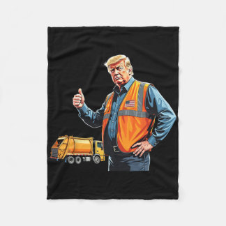 Trump Thumbs Up Garbyge Truck Worker American Flag Fleece Blanket