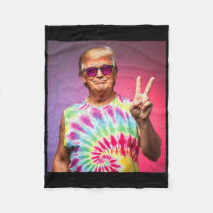 Trump Tie-dye Hippie Sungles – Funny Peace Symbol  Fleece Blanket