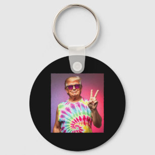 Trump Tie-dye Hippie Sungles – Funny Peace Symbol  Key Ring