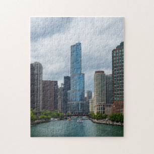 Trump Tower Chicago River Jigsaw Puzzle