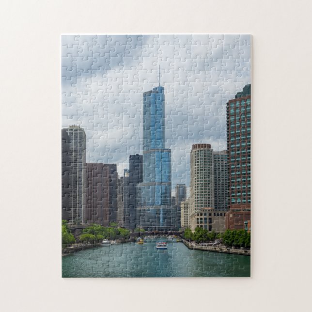 Trump Tower Chicago River Jigsaw Puzzle (Vertical)