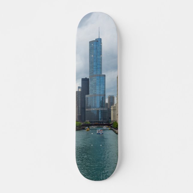 Trump Tower Chicago River Skateboard (Front)