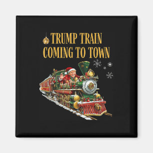 Trump Train Coming To Town Funny Christmas Santa C Magnet