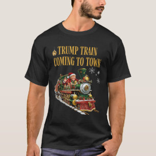 Trump Train Coming To Town Funny Christmas Santa C T-Shirt