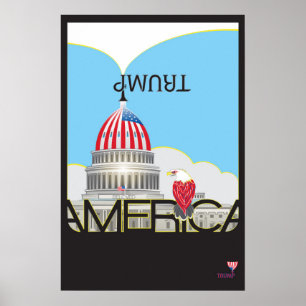 TRUMP Trumpet & Capitol w/TRUMPet & flag logo Poster