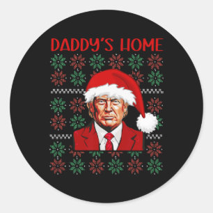 Trump Ugly Christmas Sweater Due To Inflation This Classic Round Sticker