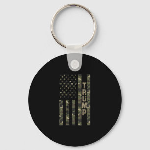 Trump United States Distressed Camo W Us Flag Key Ring
