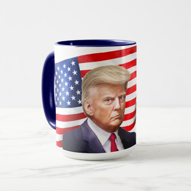 Trump Unofficial Mug Shot Flag Seeing Red in 2024 (Front Left)