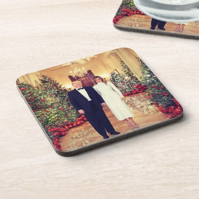 Trump US President White House Christmas  Coaster (Left Side)