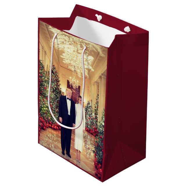 Trump US President White House Christmas Medium Gift Bag (Front Angled)