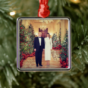 Trump US President White House Christmas  Metal Ornament