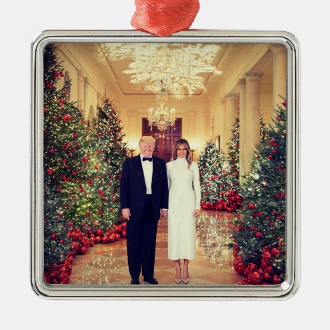 Trump US President White House Christmas Metal Ornament (Front)