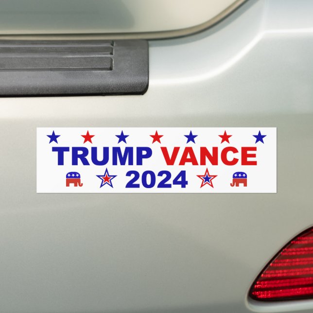 Trump Vance 2024 Bumper Sticker (On Car)
