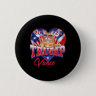 Trump Vance 2024 Cat Heart Us Political President 6 Cm Round Badge