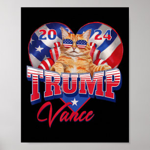 Trump Vance 2024 Cat Heart Us Political President Poster