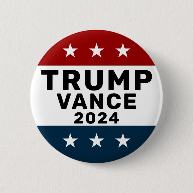 Trump Vance 2024 Classic Star Pinback 6 Cm Round Badge (Front)