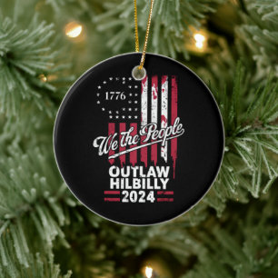 Trump Vance 2024 Donald Trump Outlaw Hillbilly  Ceramic Ornament