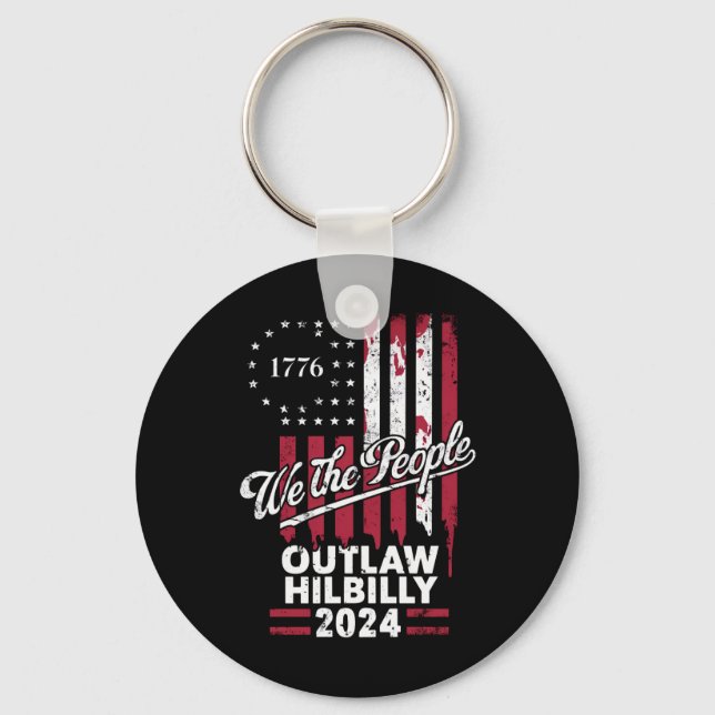 Trump Vance 2024 Donald Trump Outlaw Hillbilly  Key Ring (Front)
