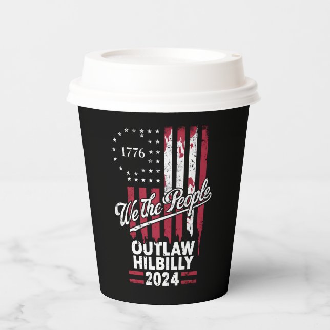 Trump Vance 2024 Donald Trump Outlaw Hillbilly  Paper Cups (Front)