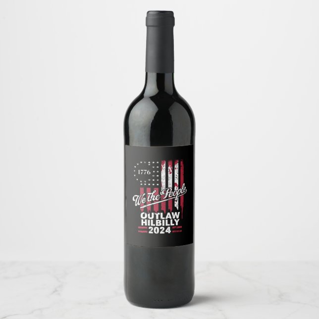Trump Vance 2024 Donald Trump Outlaw Hillbilly  Wine Label (Front)