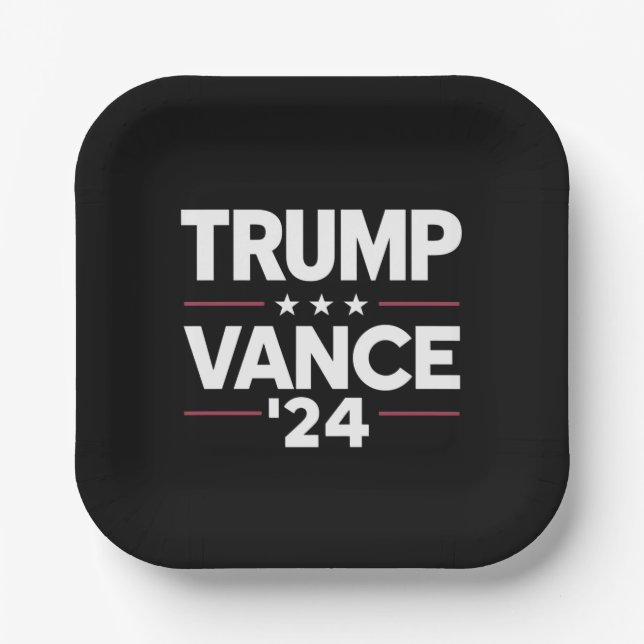 Trump Vance 2024 For President VP USA Election Paper Plate (Front)