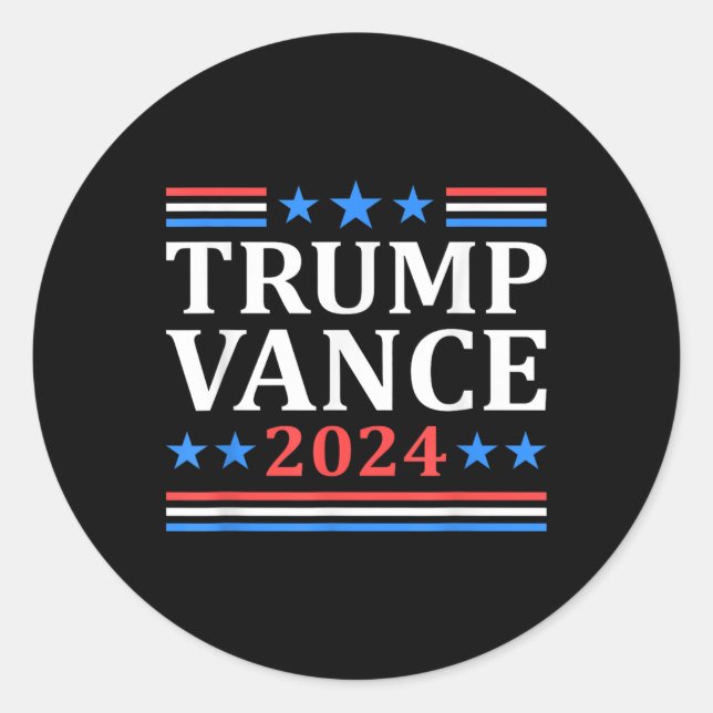 Trump Vance 2024 For President Vp Usa Election Pat Classic Round Sticker (Front)