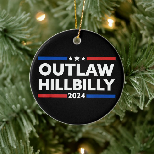 Trump Vance 2024 J.D. Vance Outlaw Hillbilly Ceramic Ornament (Tree)