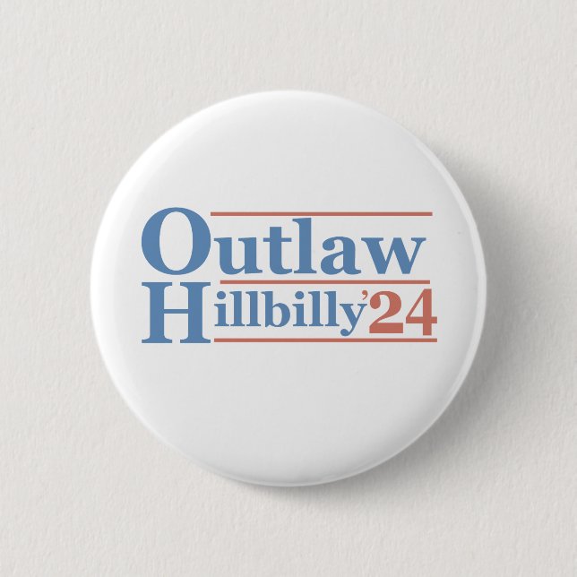 Trump Vance 2024 Outlaw Hillbilly Election   6 Cm Round Badge (Front)