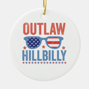 Trump Vance 2024 Outlaw Hillbilly Election   Ceramic Ornament
