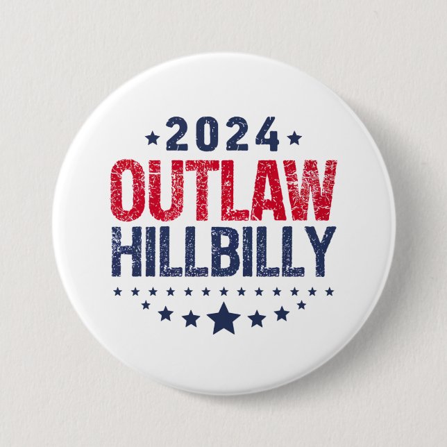 Trump Vance 2024 Outlaw Hillbilly US Flag 7.5 Cm Round Badge (Front)