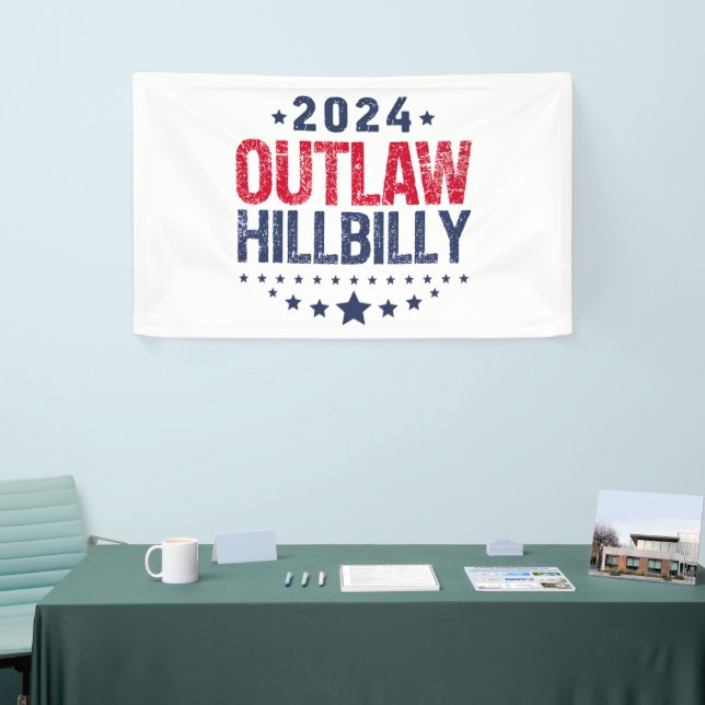 Trump Vance 2024 Outlaw Hillbilly US Flag Banner (Tradeshow)