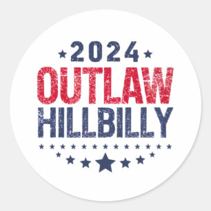 Trump Vance 2024 Outlaw Hillbilly US Flag Classic Round Sticker
