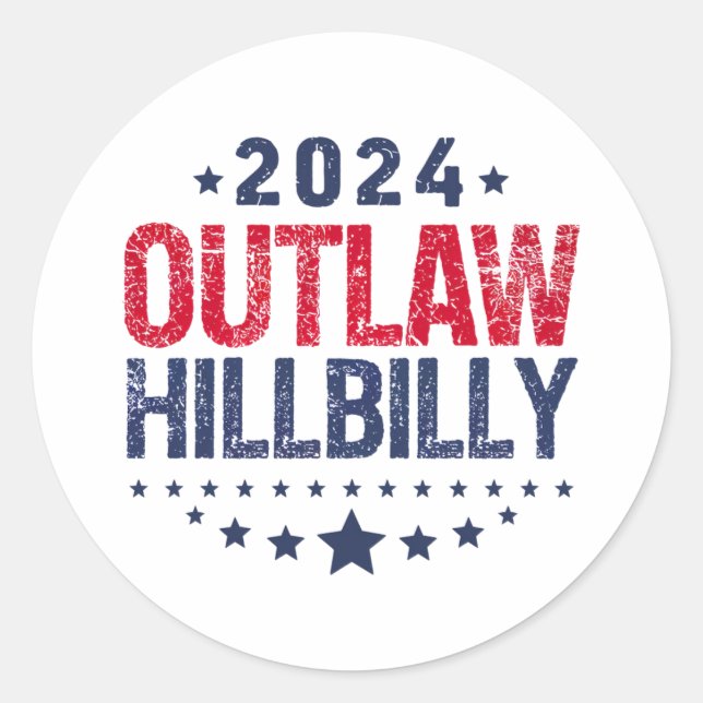Trump Vance 2024 Outlaw Hillbilly US Flag Classic Round Sticker (Front)