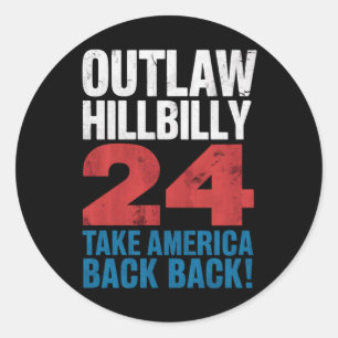 Trump Vance 2024 Outlaw Hillbilly US Flag Vintage Classic Round Sticker