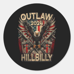 Trump Vance 2024 Outlaw Hillbilly Usa Flag Vintage Classic Round Sticker
