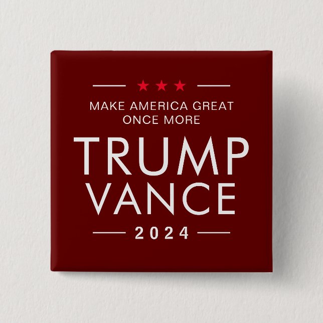 Trump Vance 2024 Political Presidential Campaign  15 Cm Square Badge (Front)