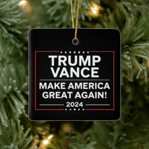 Trump Vance 2024 President JD Vance Vice MAGA Ceramic Ornament