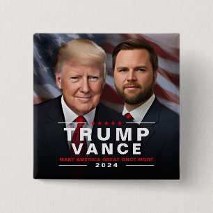 Trump Vance 2024 President VP Campaign    15 Cm Square Badge